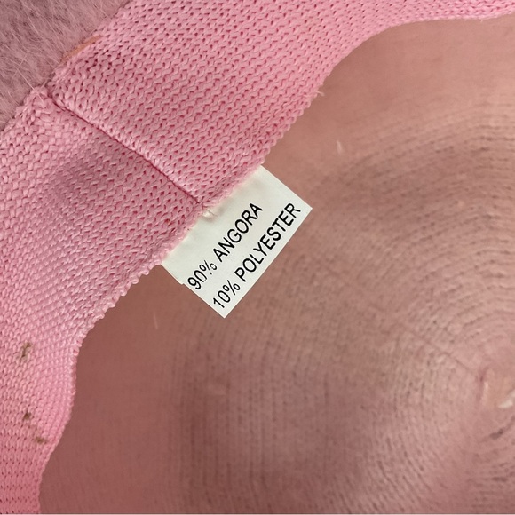 Angel cherubs patch angora fur soft pink upcycled 90s fuzzy bucket hat - Picture 6 of 8